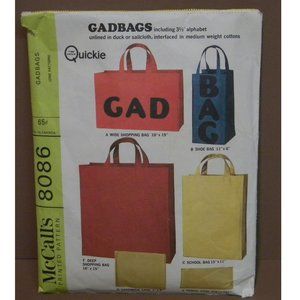 Vtg McCall's Gadbags Bags Pattern Shopping Shoe ++